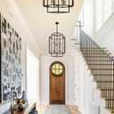 WJShome Black and Gold Chandelier, 8-Lights Tiered Lantern Pendant Light, Large Chandelier for High Ceilings, Modern Farmhouse Foyer Lighting Fixtures, for Living Room, Staircase, Entryway