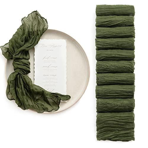 Ling's Moment Luxury Cloth Wedding Napkins - 19x19 Inch Reusable Cheesecloth Linen Napkins for Wedding Reception, Bridal Shower, Dinner Table - Washable, Durable (Set of 10), [Sage Green]