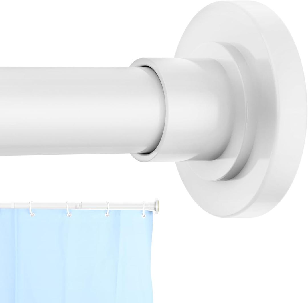 White Shower Curtain Rod 31 to 80 Inch,1 Inch Diameter Adjustable Spring Tension Stainless Steel Telescoping Rod,Easy Install,No Rust (31-80)