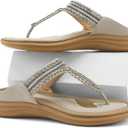 UBFEN Womens Slides Walking Sandals Comfortable Platform Slip On Dressy Summer (Beige)