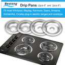 Premium Drip Pan Electric Stove Burner Covers for Whirlpool, Maytag, Kenmore - Replacement for W10278125, W10196405 & W10196406-4 Pack (2x6" and 2x8")