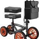 Knee Scooter for Adults for Foot Surgery, 11in Front Wheel Heavy Duty Knee Walker for Broken Foot, 350lbs Capacity Foldable Scooter Crutch Alternative with Disc Brake, Black