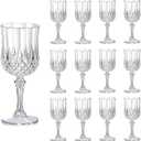 CHLJAR 7oz Plastic Vintage Drinking Glasses Wine Glasses Vintage Champagne Flutes Unbreakable Wedding Glassware Crystal Water Goblets Reusable Drinkware (Clear, 11 PCS)