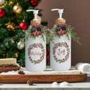 Christmas Soap Dispenser, Christmas Decoration Bathroom Hand Soap Dispenser and Christmas Kitchen Decor, Cute Christmas Soap Pump for Farmhouse Indoor Christmas Bathroom Decor(2 Pack)