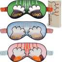 Sleep Masks, 3 Packs Silky Satin Eye Masks for Sleeping,Effective Light Blocking Blindfold for Men Women, Cute Cat Paw Design, with No-Pressure Elastic Strap