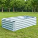 Meberam 2 Pack 4x2x1FT Galvanized Raised Garden Beds Kit Outdoor Metal Gardening Planter Box for Vegetable Elevated Flower Herbs,Silver