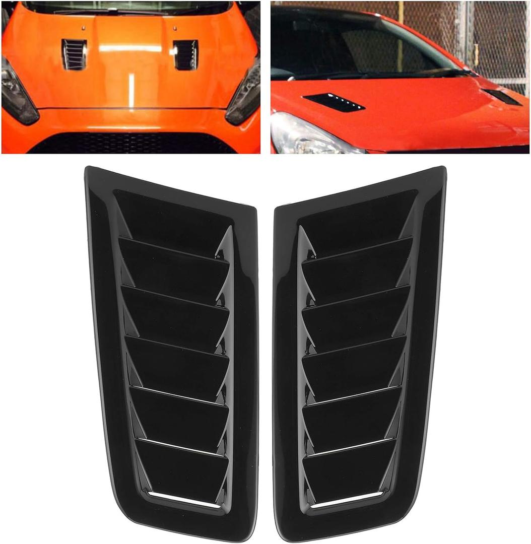Universal Bonnet Air Vents,2pcs Engine Hood Car Exterior Parts,Intake Scoop Bonnet Vent Hood Air Vent Trim Cover for Focus RS MK2 Style (Glossy Black) 