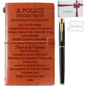 Police Gifts, Police Officer Gifts for Men Women Police Officer Prayer Journal Notebook Police Academy Graduation Gifts Law Enforcement Gifts Police Retirement Gifts (Brown)