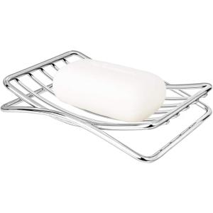 Soap Dish Stainless Steel Bar Soap Holder for Shower Bathroom, Self-draining Soap Dishes Sponge Holder for Kitchen Sink, Easy Cleaning Quick Dry(Soap Saver Not Included) (1 Pack Arch, Chrome1 Pack)