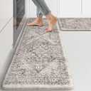 KIMODE Anti Fatigue Kitchen Mats, 2 PCS Cushioned Kitchen Rugs, Boho Vintage Kitchen Floor Mats Non-Slip, Comfort Mats for Kitchen Floor Sink, Laundry, Office, 17"x59"+17"x29"