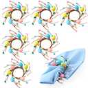 APTWOW Easter Wreath Napkin Rings Set of 12 - Farmhouse Easter Egg Napkin Holder, Spring Flower Napkin Rings for Holiday Birthday Wedding Party Banquet Table Decorations