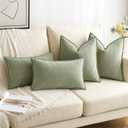 MIULEE Pack of 2 Sage Green Decorative Pillow Covers 20x20 Inch Soft Chenille Luxurious Couch Throw Pillows Farmhouse Cushion Covers with Elegant Design for Sofa Bedroom Living Room Summer Home Decor