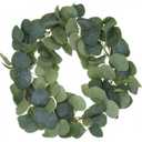 Eucalyptus Leaf Wreath Metal Polyester Paper Round Green Wreath 24" for Front Door Outdoor Decor