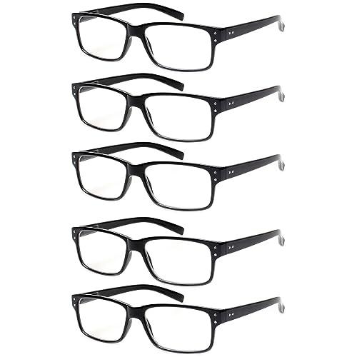 NORPERWIS Reading Glasses 5 Pairs Quality Readers Spring Hinge Glasses for Reading for Men and Women (5BLACK, 4.00)