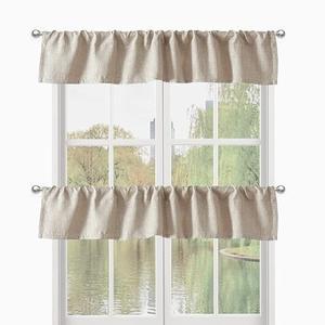 DecoHongDi 10 Inch Window Valances, 2 Panels - Kitchen Light Blocking Burlap Linen Textured Valances, 104 Inch Wide (52x10) Beige