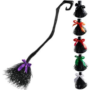 JOYIN 55'' Halloween Witch Broom Cane with Ribbons, Witches Broomstick for Kids Women Wizard Costume Parties, Photo Booth Accessory Stage Prop, Halloween Decorations