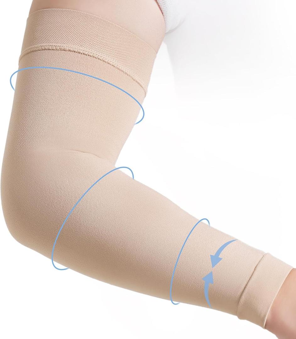 Lymphedema Compression Arm Sleeves for Women 15-20 mmHg Full Arm Support for Swelling Relief, Improved Circulation