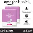 Amazon Basics Incontinence Pads for Women, Postpartum, Long, Maximum Absorbency, Bladder Control, Unscented, 78 Count (2 Packs of 39)
