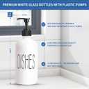 16 Oz Glass Soap Dispenser Set 2 Pack for Kitchen Sink,Contains Hand and Dish Soap Dispenser,White Kitchen Utensils