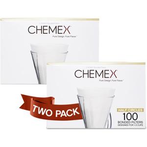 Chemex Bonded Filter - Half Moon - 100 ct - 2 Pack - Exclusive Packaging