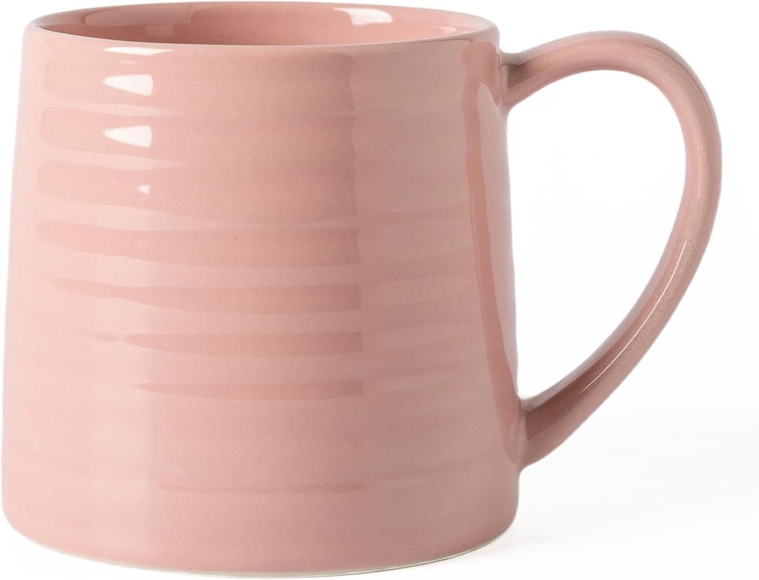 21 oz Heavyweight Ceramic Coffee Mug with Wide Base, Blush Pink Reactive Glaze Stoneware Mug, Prop 65 Compliant for Coffee, Tea, Latte, Self-Care & Home, Microwave & Dishwasher Safe