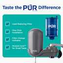 PUR Plus Vertical Faucet-Mount Water Filtration System, Lead-Reducing Filter, Easy Installation, 100-Gallon Capacity, Compatible with External Aerators, Grey