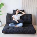 MAXYOYO Bean Bag Bed Foldi with Tufted Craft Black, Size: Full 54x91 Inch