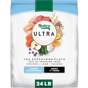 Nutro Ultra Weight Management Dry Dog Food, Chicken, Lamb & Salmon, 24 lb (EXP 11/11/26)
