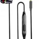 Single Earphone One Side Earplugs with Microphone 3.5mm Plug Single Earbud Stereo Sound Reinforced Cord Compatible with Smartphone MP3,Radio