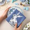 2 x Frienda 2 Pcs Blue Easter Kitchen Towels Blue Floral Easter Hand Towels Bunny Dish Towel 17 x 26 Inch Rabbits Bow Decor Kitchen Towel Spring Farmhouse Holiday Room Decoration