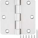 18 Pack Satin Nickel 3.5 Inch x 3.5" 1/4" Radius Interior Door Hinges Brushed Nickel 3-1/2 Door Hinge for Doors Bedroom Small Rounded Conner Standard Bifold Residential Door Hinge