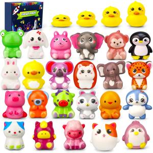 LNCOJOLM 24 PCS Party Favors Squeeze Squishies Fidget Sensory Toys for Kids, Slow Rising Soft Animal for Stress Relief EDC, Cute Rabbit Cat Duck Birthday Gift Party Supply Easter Egg Filler