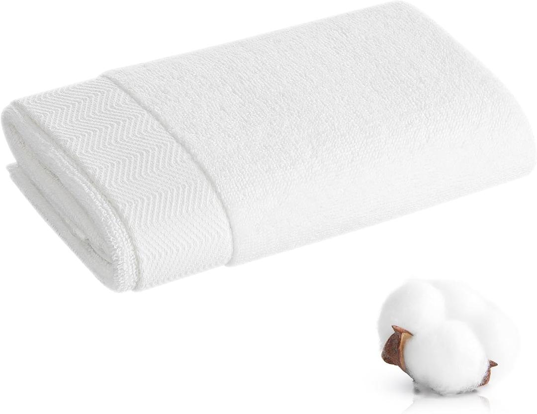 Hand Towel - 100% Cotton White Towel for Bathroom and Gym,Dorm Room Essentials,Soft Hand Towel Set of 1