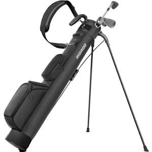 Golf Stand Bag, Lightweight Par 3 Golf Bag Holds Up to 7 Clubs with Two Way Dividers Cooler Pocket Shoulder Strap and Multiple Storage Pockets for Men and Women (Black)