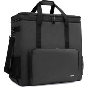 CURMIO Double-Layer PC Carrying Case, Desktop Computer Travel Bag for PC Chassis, Keyboard, Mouse and Headphone, Bag Only, Black
