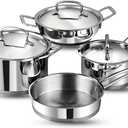 Vinod Classic Deluxe Stainless Steel Cookware Combo Set of 4 Pcs/Saucepan, Saucepot, Kadai and Frypan/Deep Kadhai for Cooking/Heavy Induction Bottom