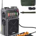 R11 Portable Shortwave Radio - 4000mAh/14800mWh NOAA/SW/AM/FM, Solar/Hand Crank/USB Charging, Bluetooth Receiver/USB/TF Playback,with Compass,Flashlight,SOS for Camping & Emergencies - Grey