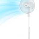 PELONIS 16 inch Pedestal Fan for Bedroom, Oscillating Fan, 3-Speeds, 90 Oscillation, Adjustable Height, Floor Fan, Standing Fan for Living Room, Kitchen, and Home office, White