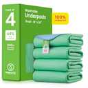 IMPROVIA® Washable Underpads, 18" x 24" (Pack of 4) - Heavy Absorbency Reusable Incontinence Pads for Kids, Adults, Elderly, and Pets - Waterproof Protective Pad for Bed, Couch, Sofa, Furniture, Floor