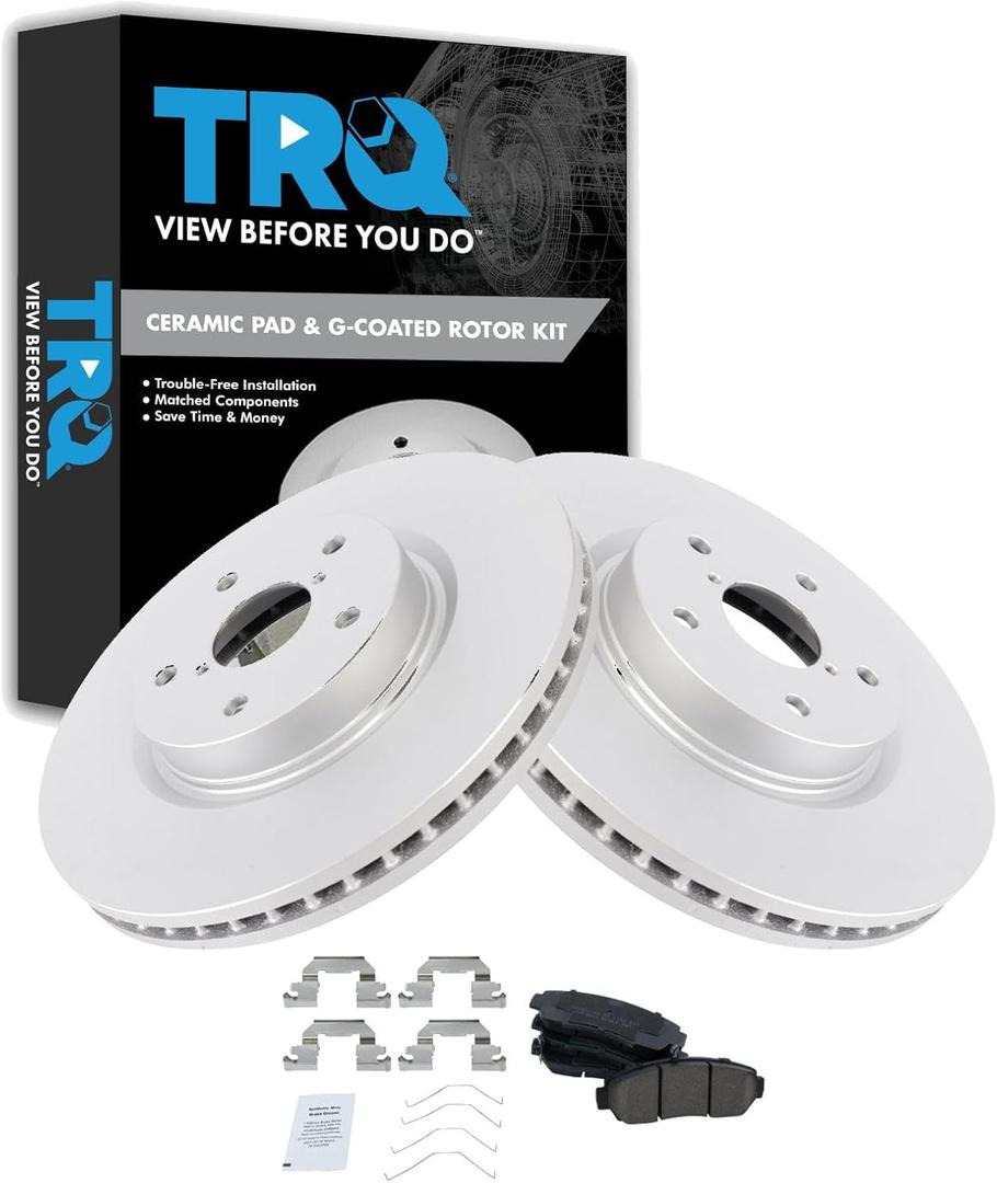 TRQ Front Brake Pad and Rotor Set Ceramic Coated Rotors Compatible with 2016-2019 Subaru Legacy (BKA48156)