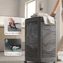 SONGMICS Laundry Hamper with Wheels, Plastic Laundry Basket, 19.8 Gallons (75 L), Slim Storage Basket, for Bathroom, Bedroom, Dark Gray URLH020G101