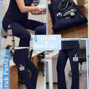 Women's Maternity Scrub Pants Wide Leg Cargo Pants Over The Belly Stretchy Workwear Pregnancy Trousers for Nurse, XXL