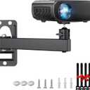 Mini Ceiling Wall Projector Mount Stand- Adjustable Tilt&Swivel Hanging Projector Holder Wall Mount Hanger Rack Stand for Mini Projector with Cable Ties (Black)