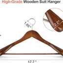 TOPIA HANGER Wide Shoulder Wooden Hangers, Suit Hangers with Non Slip Pants Bar & 360 Swivel Hook, Solid Wood Heavy Duty Coat Hanger, 10 Pack (Walnut)-CT02WA-10