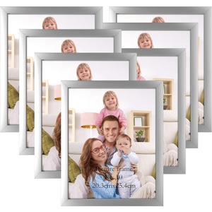 Giftgarden 8x10 Picture Frame Silver Set of 7, Multi Modern 8 x 10 Silver Frames for Wall or Tabletop Display