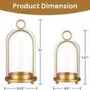 GYKLE Set of 2 Candle Lantern Set - Vintage Brass Candle Holders with Thick Glass Domes (5.25"x10" & 4.5"x7.87"), Perfect for Pillar Candles, Floral Arrangements, and Vintage Home Accents