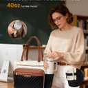 LOVEVOOK Teacher Tote Bag with Accordion File Pocket, Soft PU Leather Work Briefcase Quilted Laptop Bag with Large Cup Holder