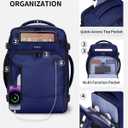 ECOHUB 17" Small Travel Backpack, United Airlines Personal Item Bag 17x10x9 with 16 Pockets, Water Resistant Rucksacks Fit 15.6" Laptop, AirTag Pocket, Lightweight Casual Daypack, 25L, Blue