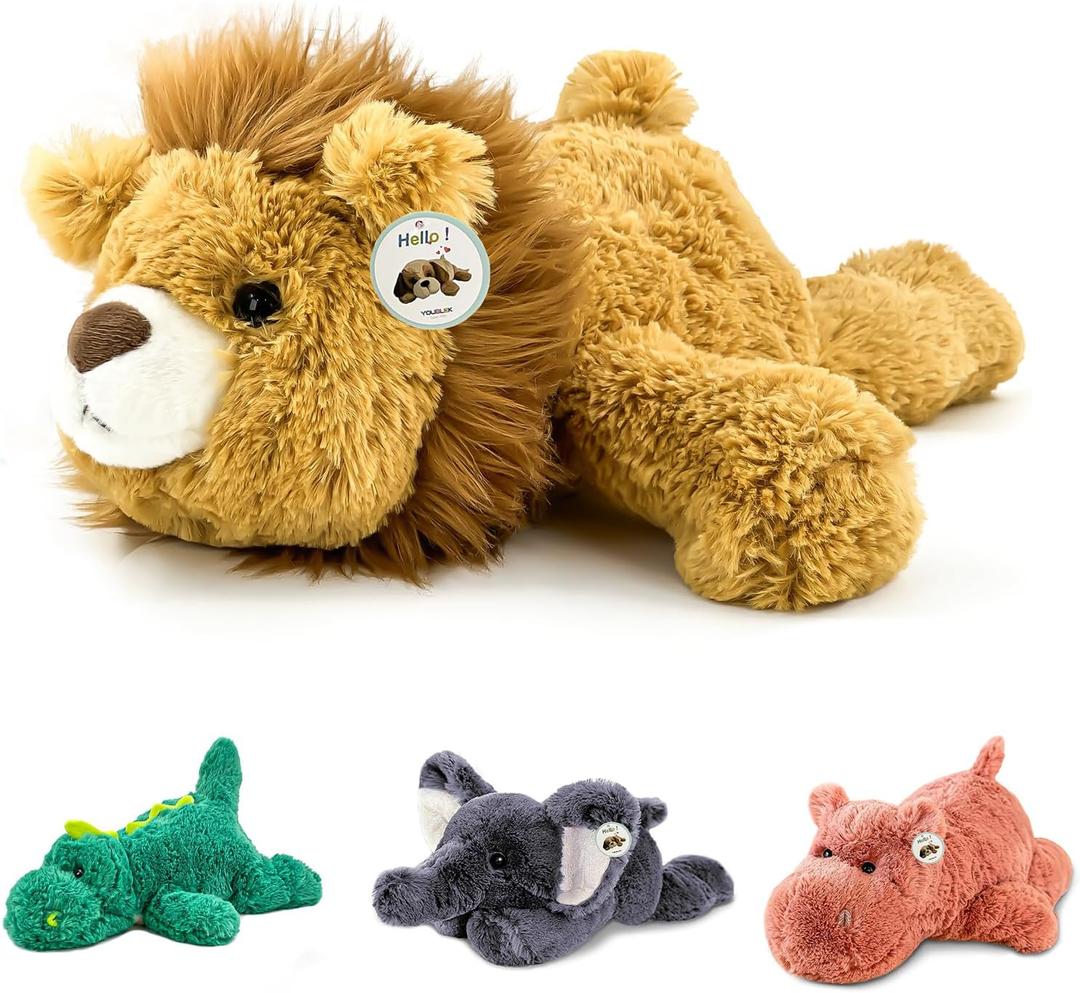 YOUBLEK 20" | 4 Pounds Weighted Stuffed Animals,Sensory Comfort Plush Throw Pillow Toy, Soft for Home & School, Kawaii Plushies Hugging Toy Gifts for Kids & Adults (Lion, 20 inch 4 Pounds)