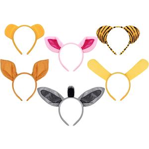 Cindeer 6 Pcs Animal Ears Headbands Party Favors, Halloween Bear Bunny Ear Zoo Animal Costume Headband Plush Ear Hair Hoop